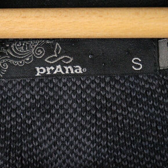 prAna Misha Duster Sweater Black with Grey Design Full Zip Hoodie Sweatshirt S - Picture 6 of 7